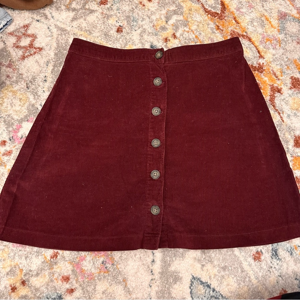 Abercrombie & Fitch A-Line Corduroy Skirt in Deep Red